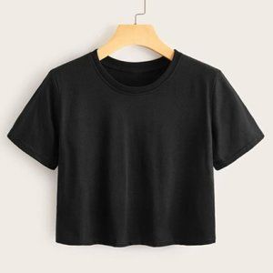 Black Crop Top with Raw Hem